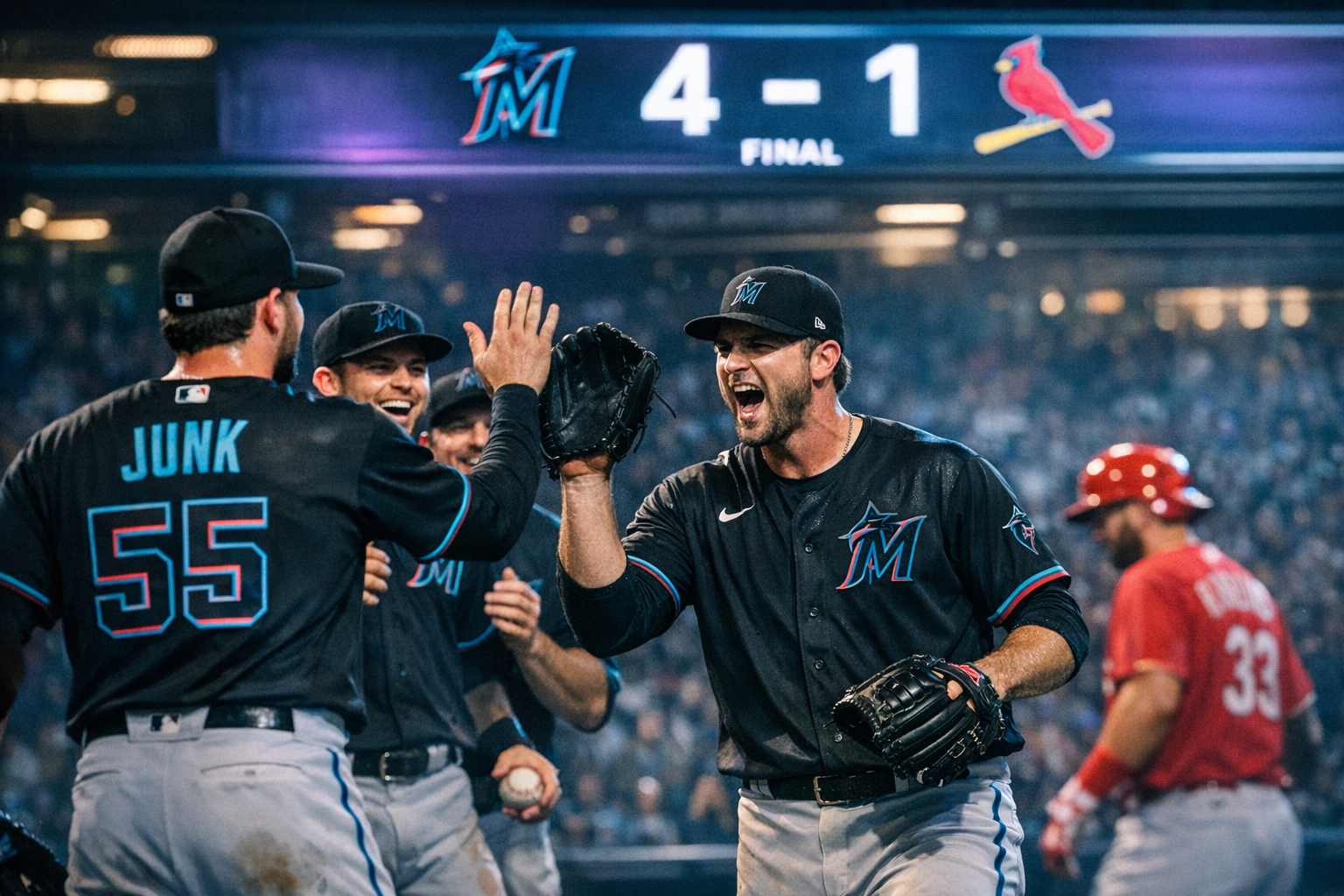Miami Marlins Pitchers Deliver Three-Hitter in 4-1 Victory Over St. Louis Cardinals
